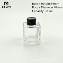 al por mayor botella de difusor de lámina cuadrada de vidrio cuadrado 100ml con tapa de madera